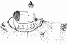 pokus o rekonstrukci hradu k roku 1300 (kliknutm zavi)