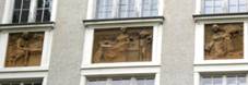 ST nad Orlic -  Gymnsium - plastiky na prel budovy / grammar school - sculptures on the facade of the building