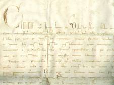 Detail listiny pape�e Klimenta V. s intitulac�. St�tn� okresn� archiv Svitavy se s�dlem v Litomy�li, fond Archiv m�sta Litomy�l, Ia-listiny, inv. �. 3.