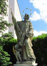 Statue of Saint John of Nepomuk in Krhov, Teb District.JPG