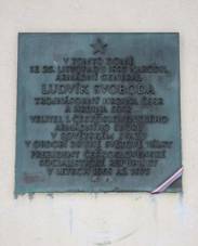Plaque of Ludv�k Svoboda native house in Hroznat�n.jpg